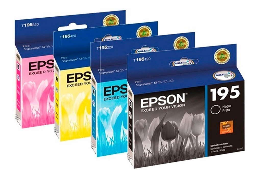 Combo Epson 195 Negro Y Colores T195 ORIGINAL