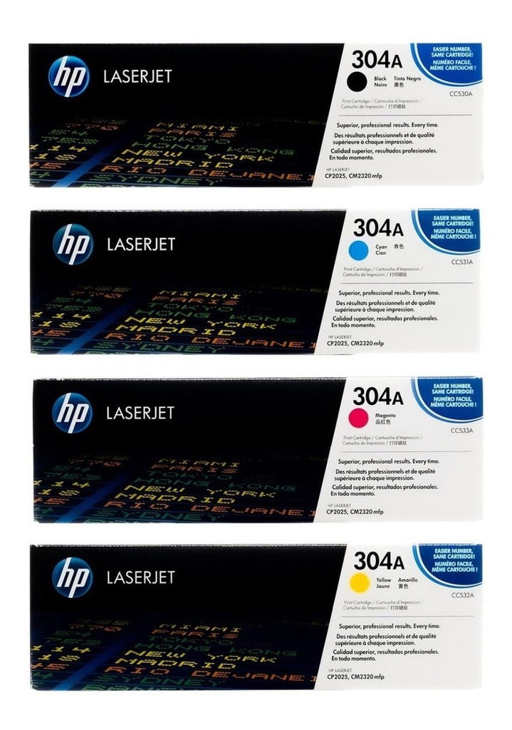 Combo Toner Hp 304a Negro + Colores Original