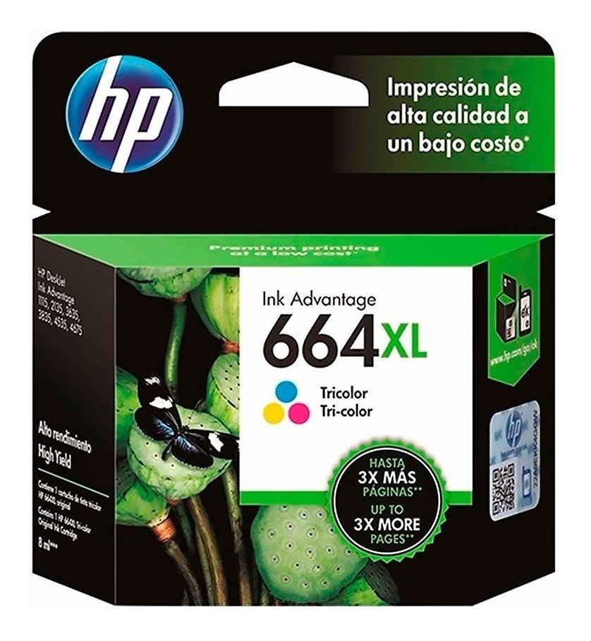 Cartucho Hp 664XL Tricolor F6V30AL Original