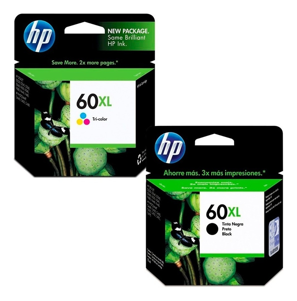 Combo HP 60XL Negro y Color Original