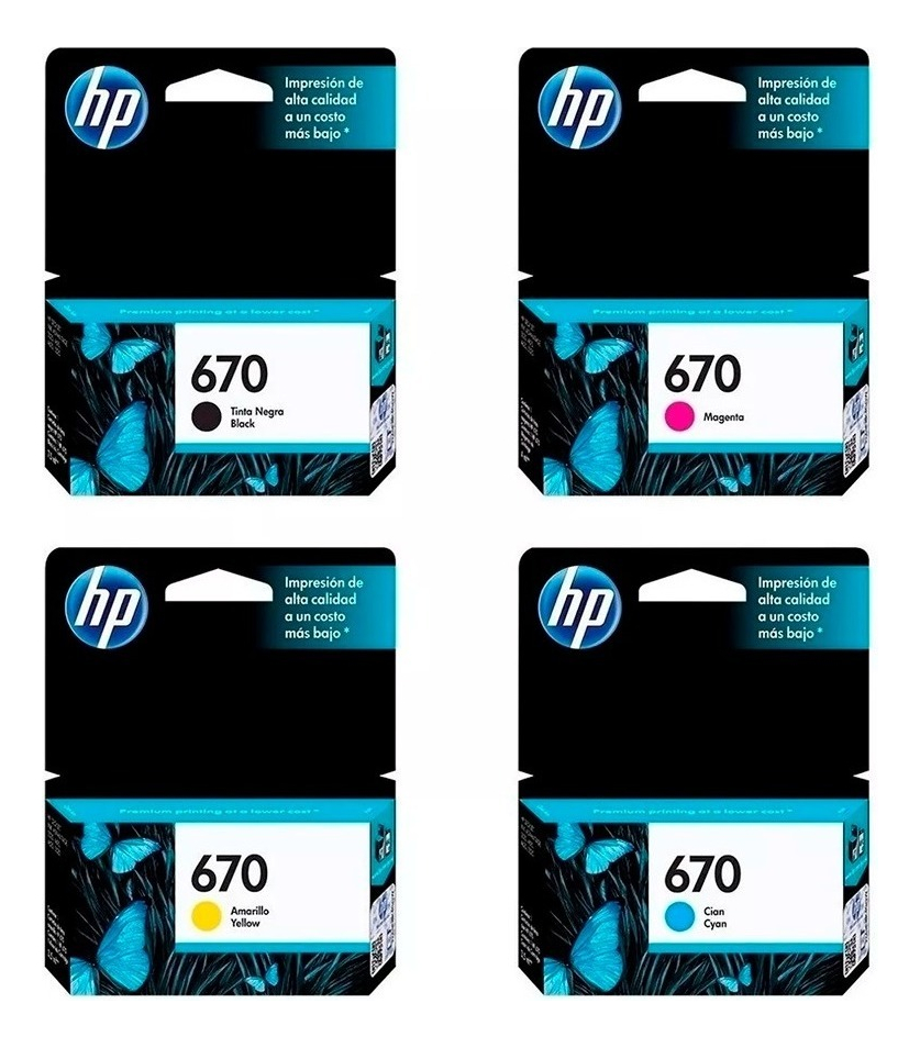 Combo Cartuchos Hp 670 Original