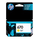 Cartucho Hp 670 Amarillo CZ116AL
