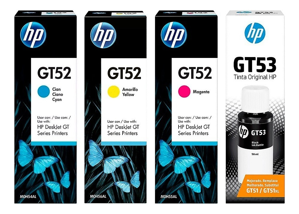 Combo Tintas Hp GT53 Negro + GT52 Colores Original