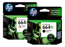 Combo Cartucho Hp 664XL Negro Colores Original
