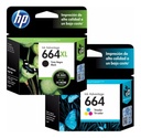 Combo Cartuchos Hp 664XL Negro + 664 Color Original