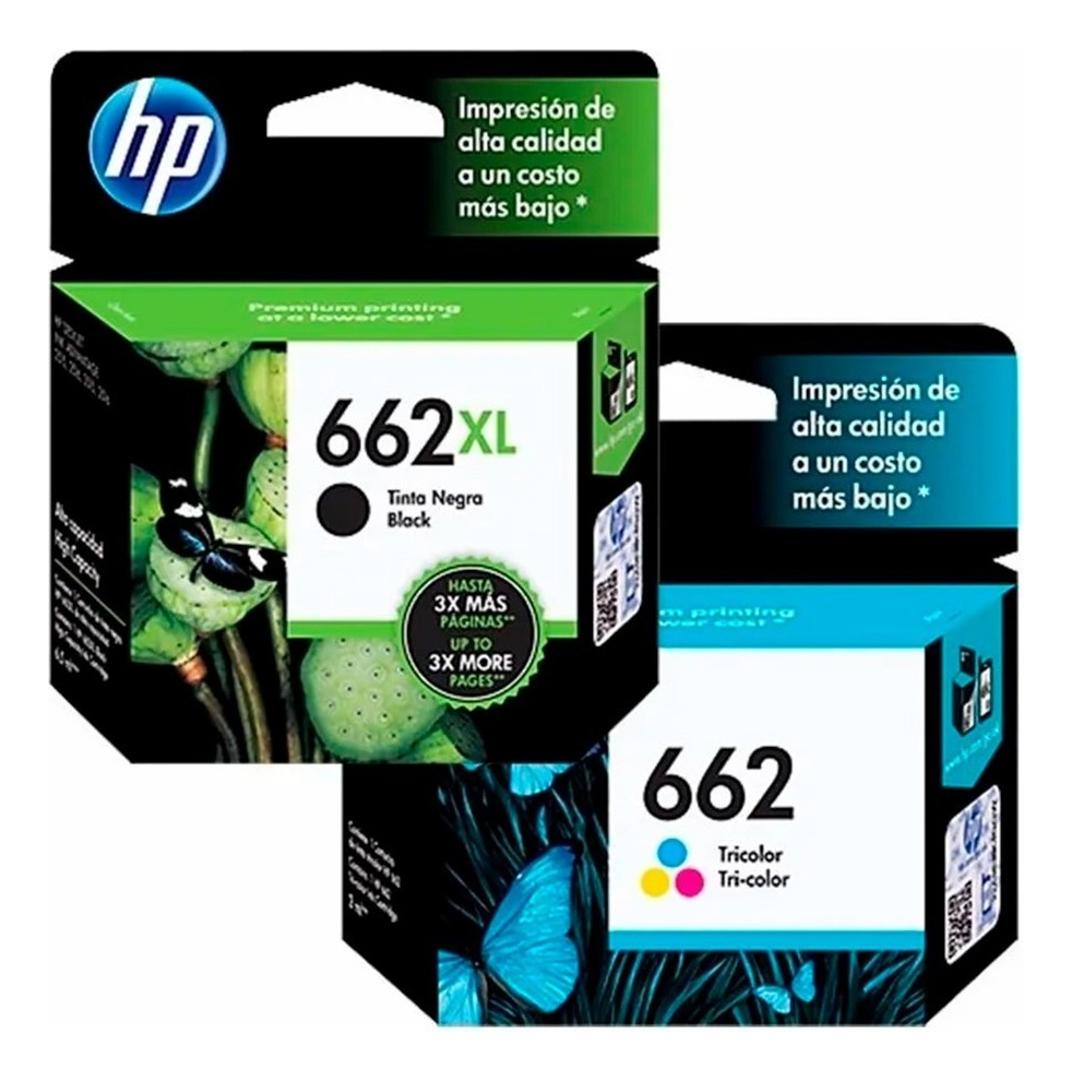 Combo Cartuchos Hp 662XL Negro + 662 Color Original