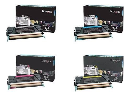 Combo Toner Lexmark X746H1KG + X748H Colores Original