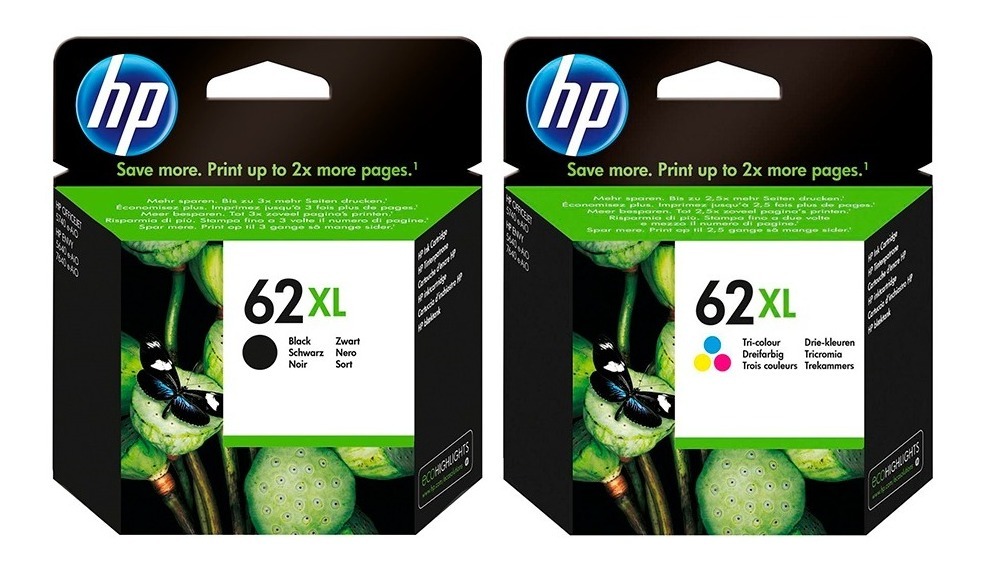 Combo Cartuchos Hp 62XL Negro + Color Original