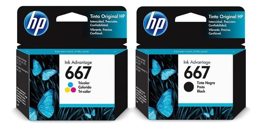 Combo Cartuchos Hp 667 Negro + Colores Original
