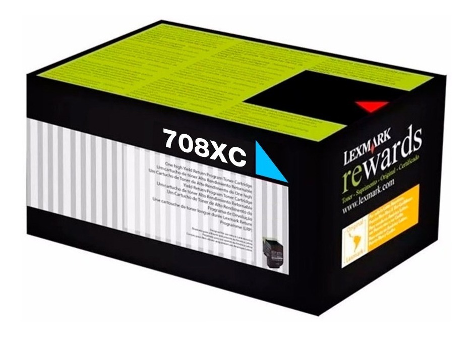 Toner Lexmark 708XC Cian 70C8XC0 Original