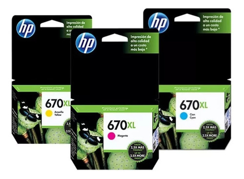 Combo COLOR x 3 HP 670XL Original