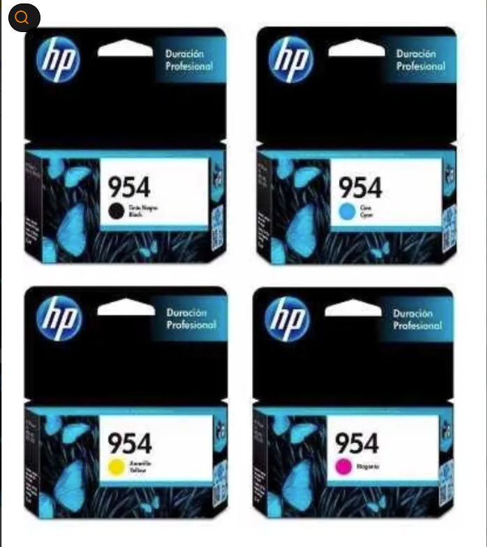 Combo Hp 954 Negro + 3 Colores Original 8210 8710