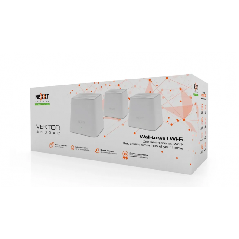 Router NEXXT Vektor 3600 AC 6 Puertos Wireless AC 1200 Mbps mesh pack 3