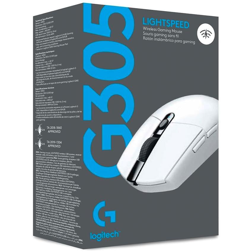 Mouse Logitech G305 Blanco Lightspeed Wireless Hero 12000 DPI