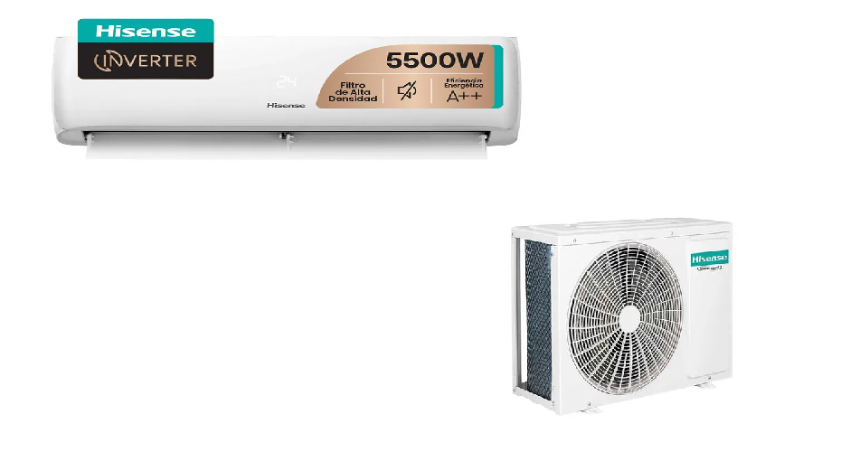 Unidad interior y exterior Hisense Aire Acondicionado 5500W Split Inverter Energia A++ AS18UR4SXSCD00PX4N