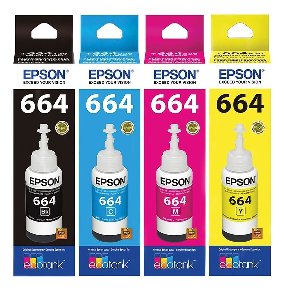 Combo Tinta Epson 664 Negro + Colores