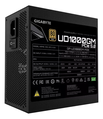 Fuente Gigabyte 1000W 80 Plus Gold Ultradurable Full Modular PCIe 5.0