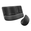 Combo Teclado Logitech Wave Keys Ergo + Mouse Lift Ergo Negro