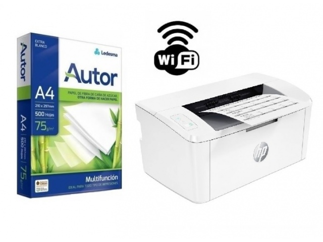 Impresora HP M111w LaserJet Monocromatica + Resma A4 Report