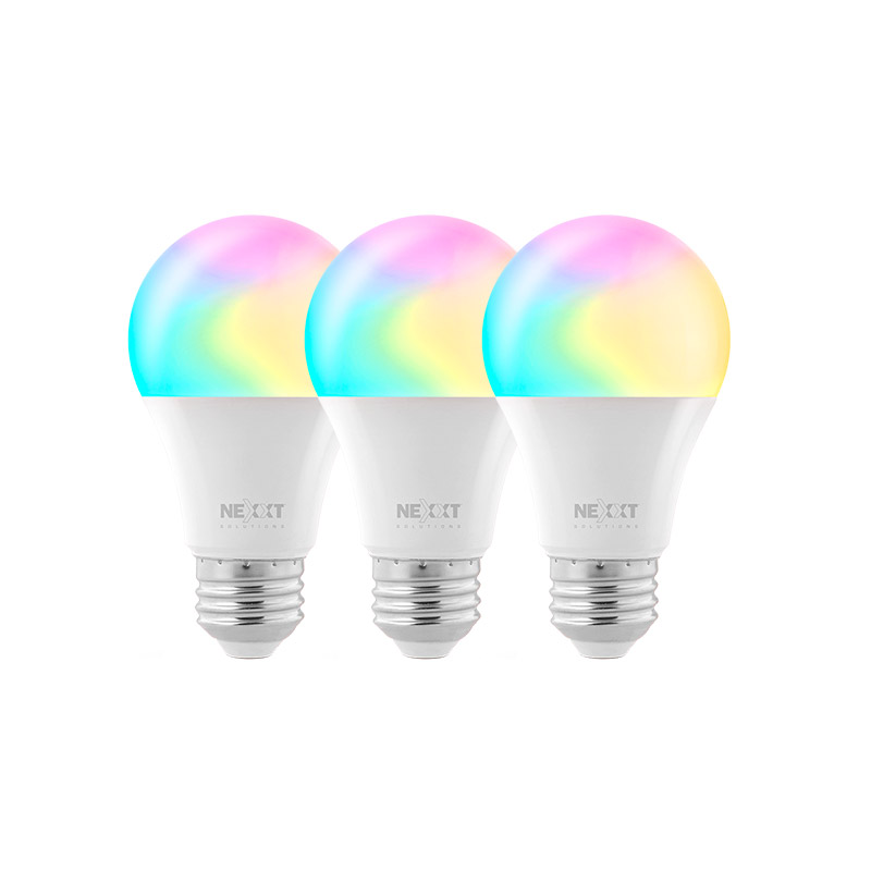 Pack x3u Lampara Led Smart Nexxt RGB 220 NHB-C120 Color Bulb
