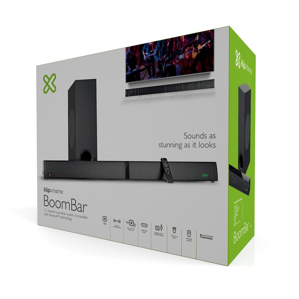 Barra De Sonido Soundbar KlipXtreme BoomBar KSB-230 2.1 160w BT