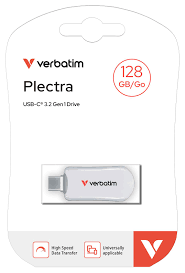 Pendrive Verbatim 128gb Plectra USB-C Flash Drive Blanco