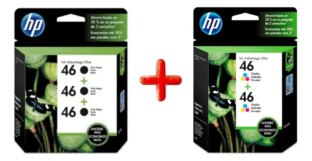 Combo HP 46 x3 Color Negro + x2 Tricolor