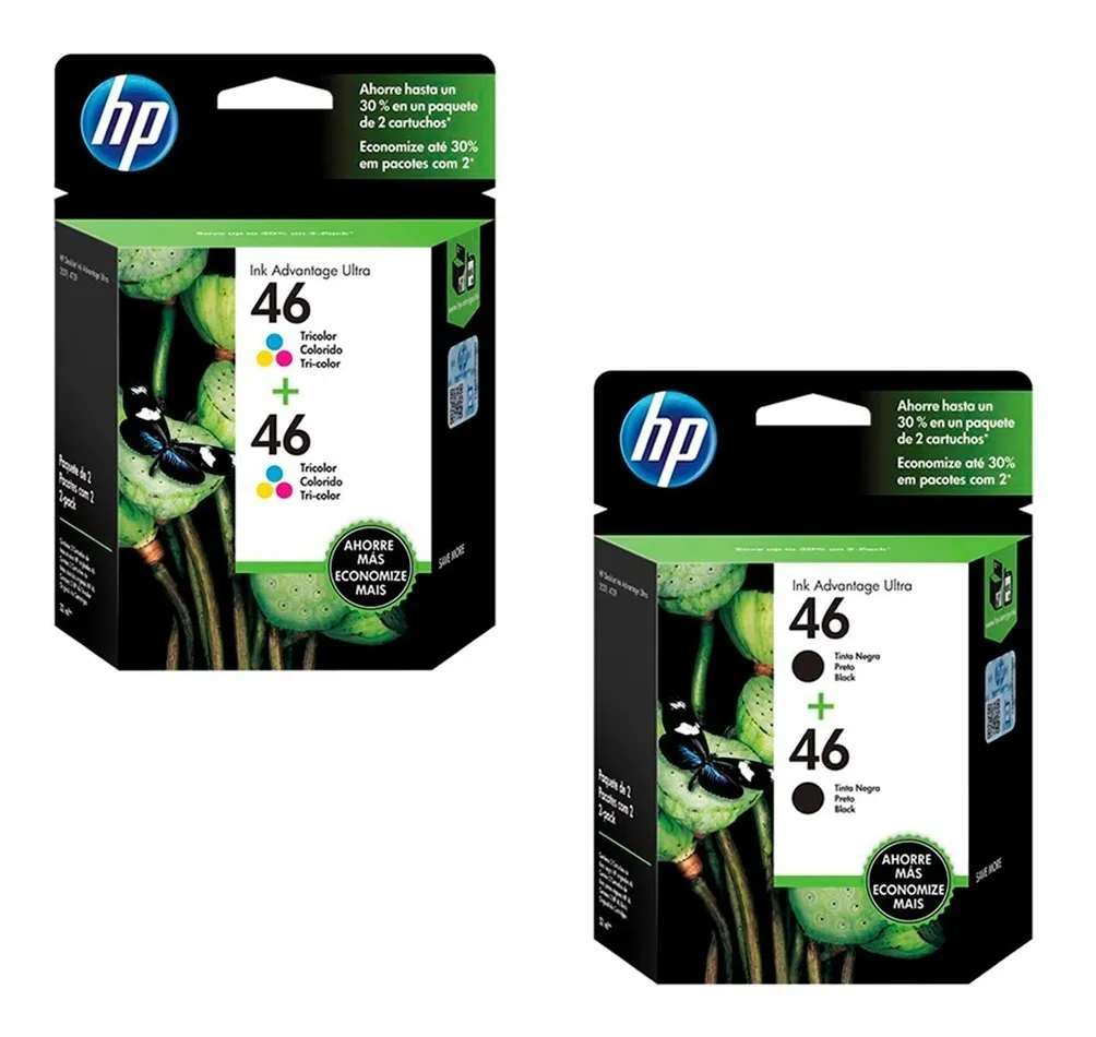 Combo HP 46 DualPack Color Negro + DualPack Tricolor