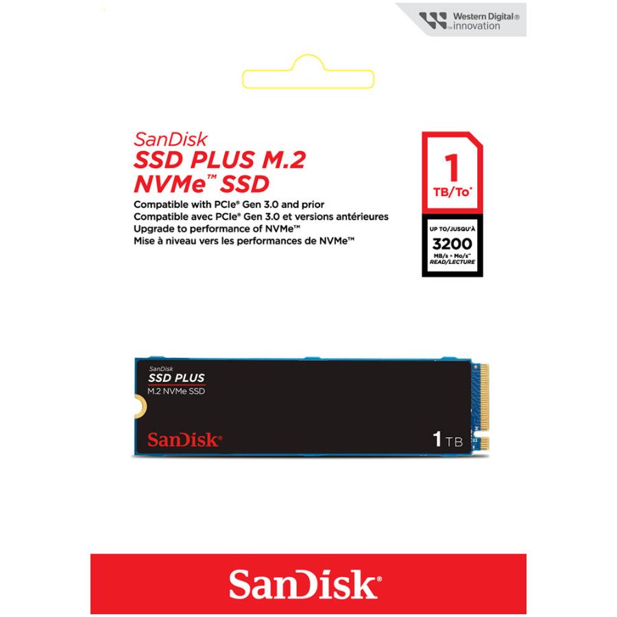 Disco SSD M.2 Sandisk Plus 1TB NVME PCIE 3.0 3200 MB/s