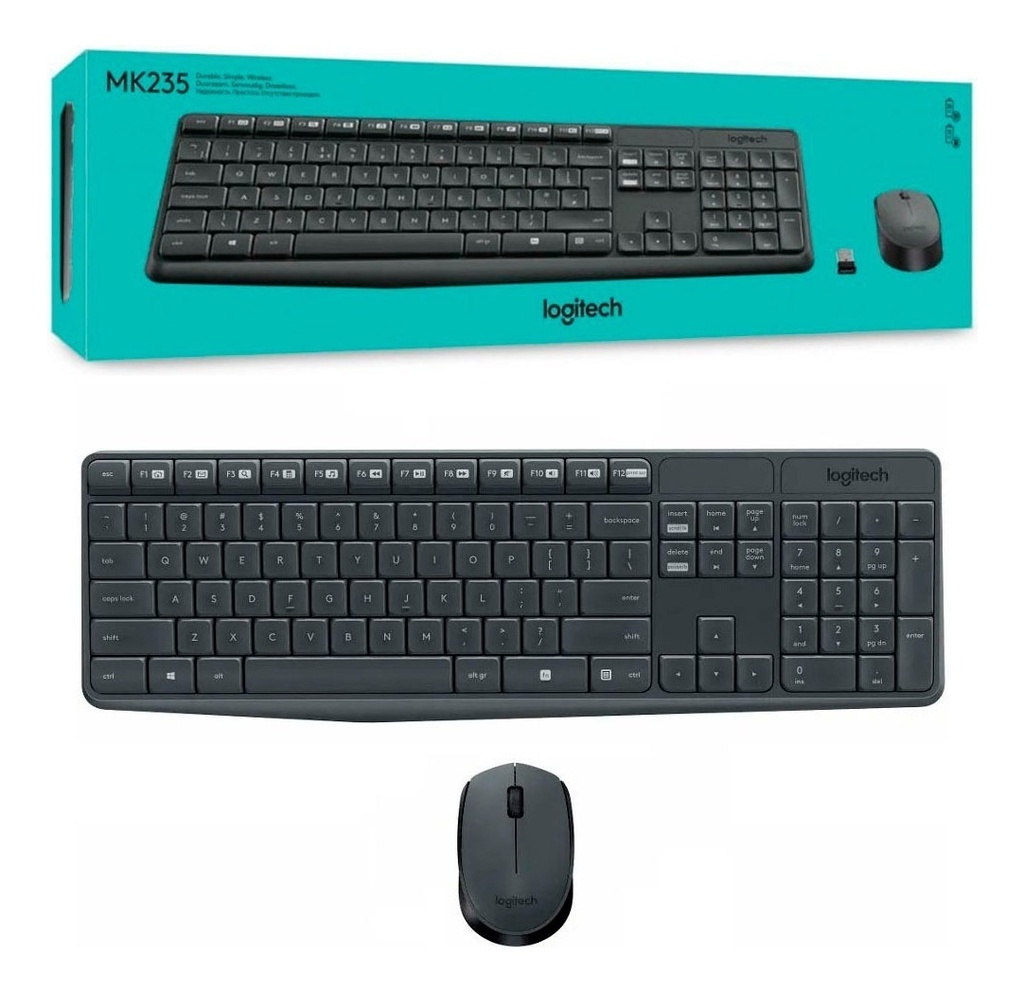 Teclado+Mouse Logitech Wir MK235 Grey 920-007901