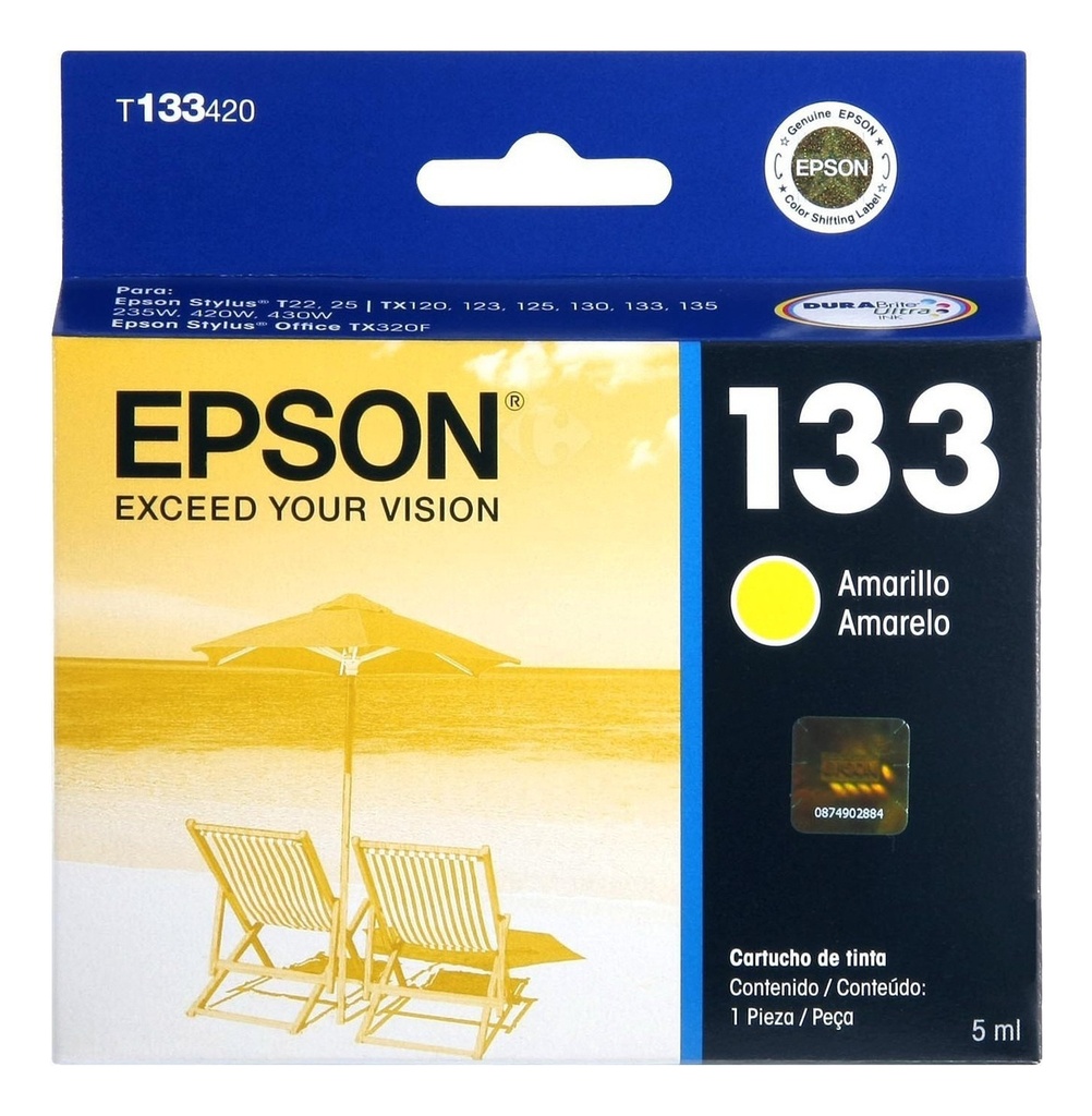 Cartucho Epson 133 Amarillo T133 Original