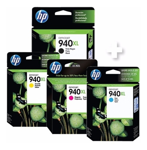 [COMBOHP940XL] Combo Cartuchos Hp 940XL Negro Colores Original