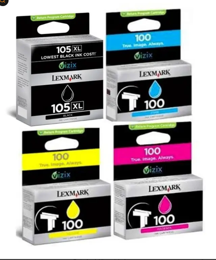 [combo105xl+100comun] Combo Lexmark 105xl Negro + 3 Lexmark 100 Colores Original