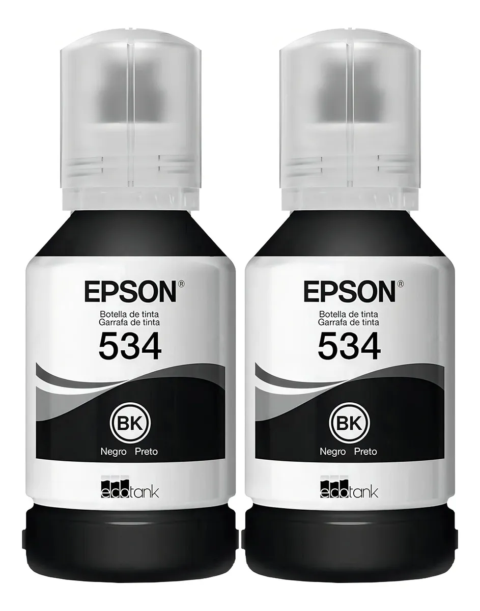 [010343943865KITx2u] Kit 2 Botellas Tinta Epson T534 M1120 M2120 M3170 Negro